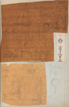Page from a Scrapbook containing Drawings and Several Prints of Architecture, Int..., ca. 1800-1850. Creators: Workshop of Charles Percier, Workshop of Pierre François Léonard Fontaine