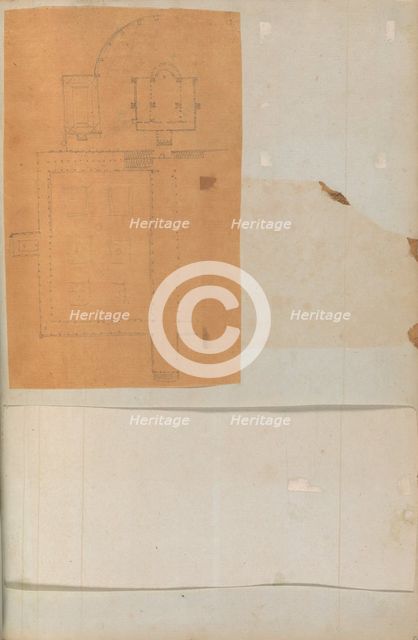 Page from a Scrapbook containing Drawings and Several Prints of Architecture, Int..., ca. 1800-1850. Creators: Workshop of Charles Percier, Workshop of Pierre François Léonard Fontaine.