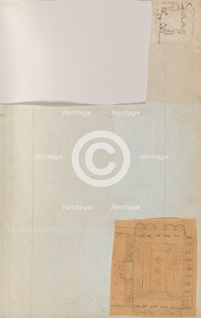 Page from a Scrapbook containing Drawings and Several Prints of Architecture, Int..., ca. 1800-1850. Creators: Workshop of Charles Percier, Workshop of Pierre François Léonard Fontaine.