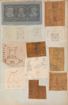 Page from a Scrapbook containing Drawings and Several Prints of Architecture, Int..., ca. 1800-1850. Creators: Workshop of Charles Percier, Workshop of Pierre François Léonard Fontaine