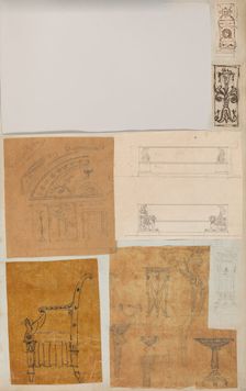 Page from a Scrapbook containing Drawings and Several Prints of Architecture, Int..., ca. 1800-1850. Creators: Workshop of Charles Percier, Workshop of Pierre François Léonard Fontaine