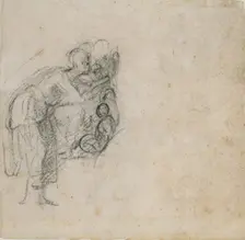 Page from a Sketch Book: A Woman in black, c1490-1560. Artist: Michelangelo Buonarroti