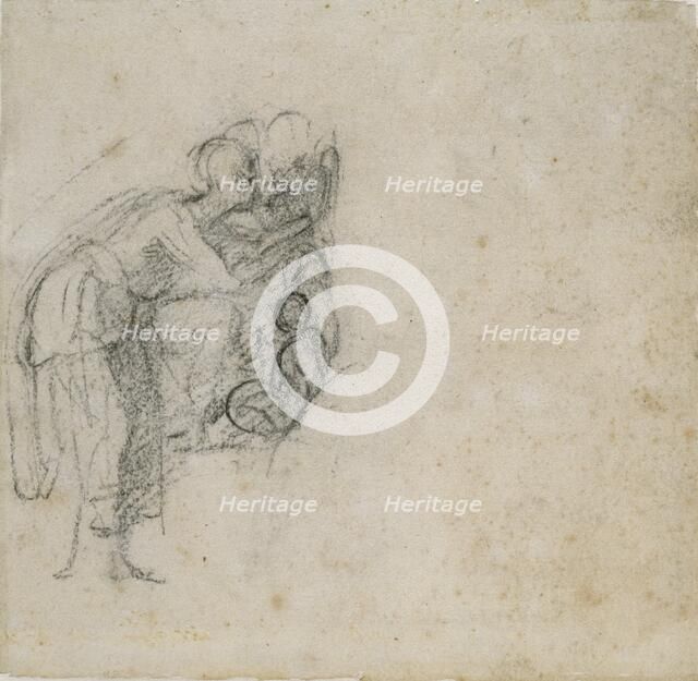 Page from a Sketch Book: A Woman in black, c1490-1560. Artist: Michelangelo Buonarroti.