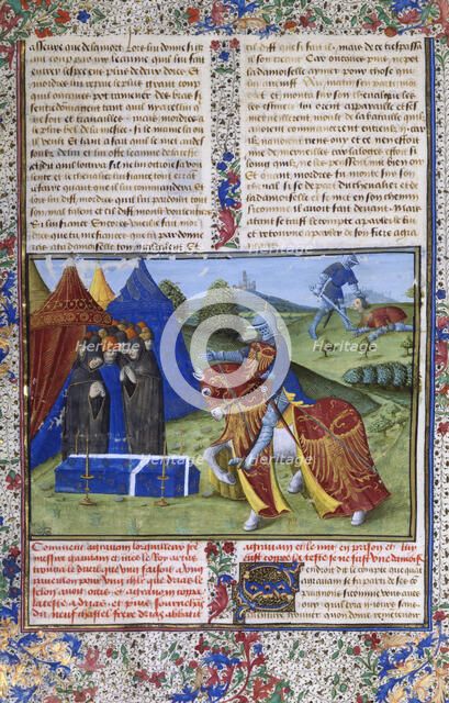 Page from Le Livre de Lancelot du Lac (The Book of Sir Lancelot of the Lake), 15th century. Artist: Unknown