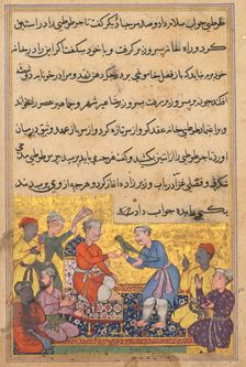 Page from Tales of a Parrot (Tuti-nama): Tenth night: The magic parrot of the merchant’s…, c. 1560. Creator: Unknown