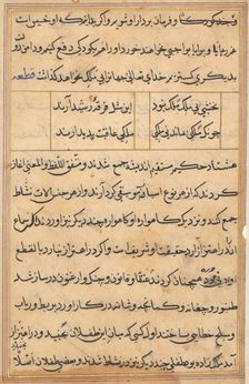 Page from Tales of a Parrot (Tuti-nama): text page, c. 1560. Creator: Unknown