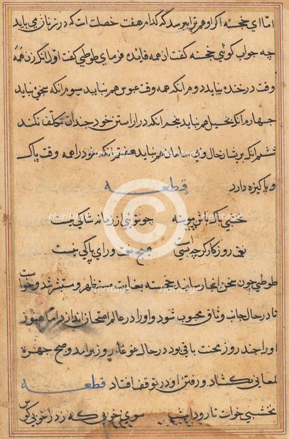 Page from Tales of a Parrot (Tuti-nama): text page, c. 1560. Creator: Unknown.