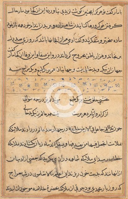 Page from Tales of a Parrot (Tuti-nama): text page, c. 1560. Creator: Unknown.