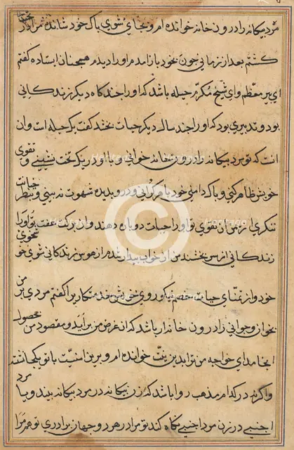 Page from Tales of a Parrot (Tuti-nama): text page, c. 1560. Creator: Unknown.