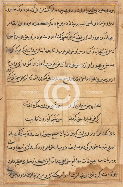 Page from Tales of a Parrot (Tuti-nama): text page, c. 1560. Creator: Unknown.