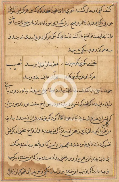 Page from Tales of a Parrot (Tuti-nama): text page, c. 1560. Creator: Unknown.