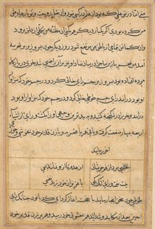 Page from Tales of a Parrot (Tuti-nama): text page, c. 1560. Creator: Unknown