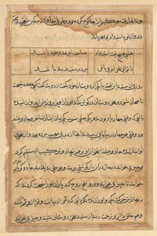 Page from Tales of a Parrot (Tuti-nama): text page, c. 1560. Creator: Unknown