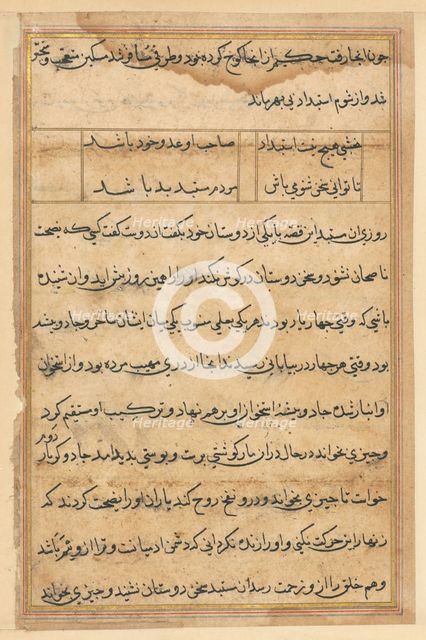 Page from Tales of a Parrot (Tuti-nama): text page, c. 1560. Creator: Unknown.