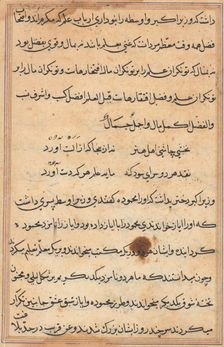 Page from Tales of a Parrot (Tuti-nama): text page, c. 1560. Creator: Unknown