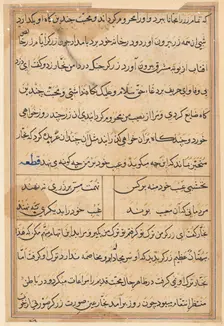 Page from Tales of a Parrot (Tuti-nama): text page, c. 1560. Creator: Unknown
