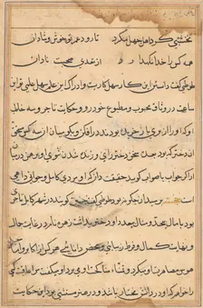Page from Tales of a Parrot (Tuti-nama): text page, c. 1560. Creator: Unknown