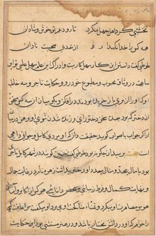 Page from Tales of a Parrot (Tuti-nama): text page, c. 1560. Creator: Unknown