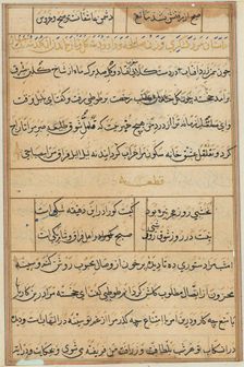 Page from Tales of a Parrot (Tuti-nama): text page, c. 1560. Creator: Unknown