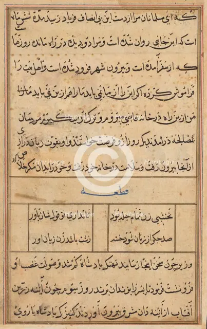 Page from Tales of a Parrot (Tuti-nama): text page, c. 1560. Creator: Unknown.