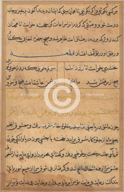 Page from Tales of a Parrot (Tuti-nama): text page, c. 1560. Creator: Unknown.