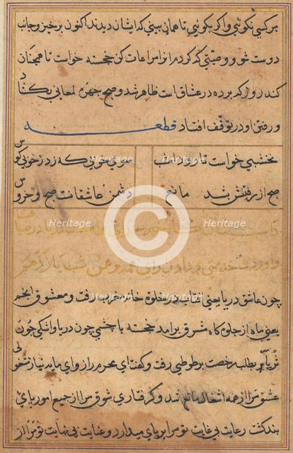 Page from Tales of a Parrot (Tuti-nama): text page, c. 1560. Creator: Unknown.