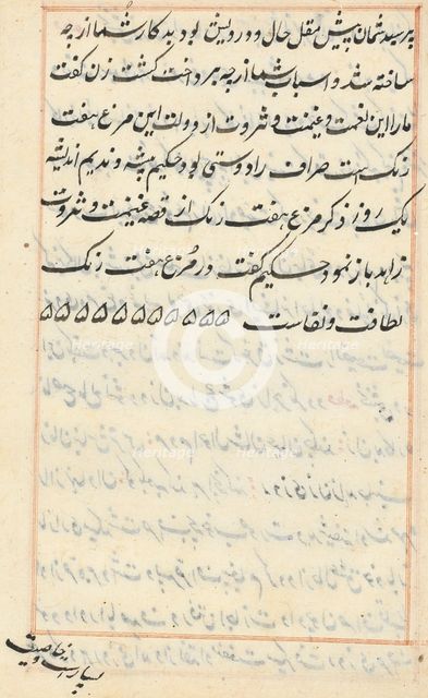Page from Tales of a Parrot (Tuti-nama): text page, c. 1560. Creator: Unknown.
