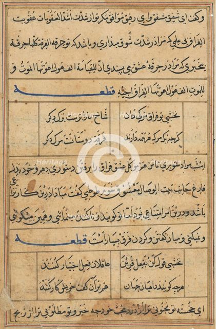 Page from Tales of a Parrot (Tuti-nama): text page, c. 1560. Creator: Unknown.