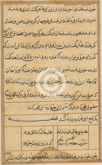 Page from Tales of a Parrot (Tuti-nama): text page, c. 1560. Creator: Unknown.