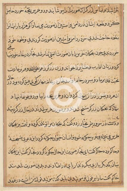 Page from Tales of a Parrot (Tuti-nama): text page, c. 1560. Creator: Unknown.