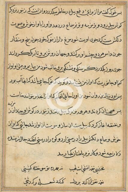 Page from Tales of a Parrot (Tuti-nama): text page, c. 1560. Creator: Unknown.