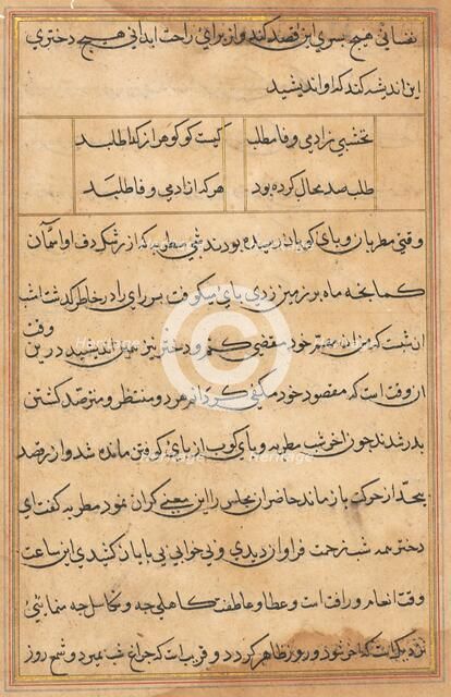 Page from Tales of a Parrot (Tuti-nama): text page, c. 1560. Creator: Unknown.