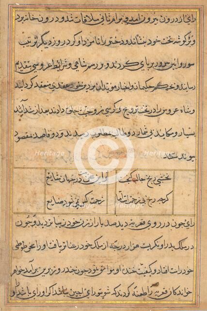 Page from Tales of a Parrot (Tuti-nama): text page, c. 1560. Creator: Unknown.