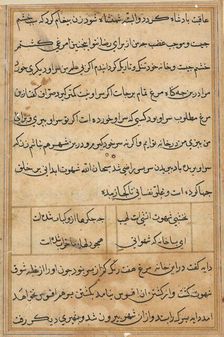 Page from Tales of a Parrot (Tuti-nama): text page, c. 1560. Creator: Unknown