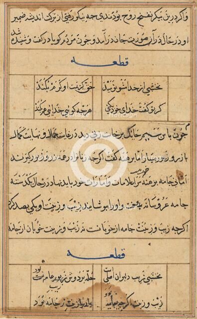 Page from Tales of a Parrot (Tuti-nama): text page, c. 1560. Creator: Unknown.