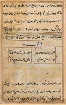 Page from Tales of a Parrot (Tuti-nama): text page, c. 1560. Creator: Unknown