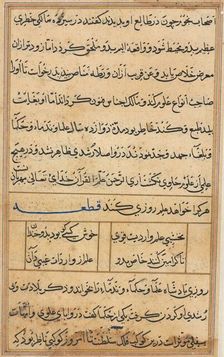 Page from Tales of a Parrot (Tuti-nama): text page, c. 1560. Creator: Unknown
