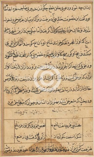 Page from Tales of a Parrot (Tuti-nama): text page, c. 1560. Creator: Unknown.