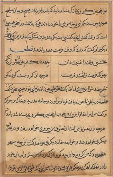 Page from Tales of a Parrot (Tuti-nama): text page, c. 1560. Creator: Unknown