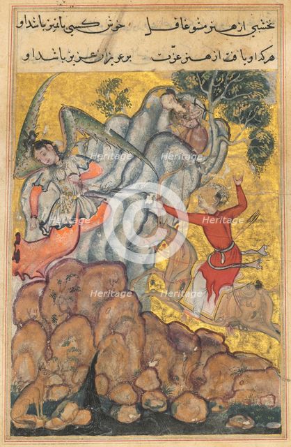 Page from Tales of a Parrot (Tuti-nama): Thirty-fourth night: The third suitor..., c. 1560. Creator: Unknown.