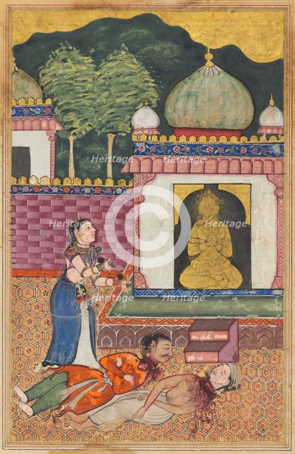 Page from Tales of a Parrot (Tuti-nama): Thirty-fourth night: The princess discovers..., c. 1560. Creator: Unknown.