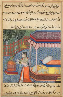 Page from Tales of a Parrot (Tuti-nama): Thirty-sixth night: The parrot addresses Khujasta..., c. 15 Creator: Unknown