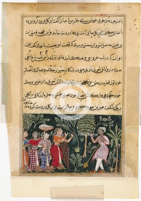 Page from Tales of a Parrot (Tuti-nama): Twelfth night: The daughter of the merchant..., c. 1560. Creator: Unknown.