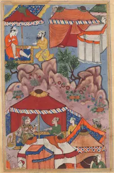 Page from Tales of a Parrot (Tuti-nama): Twenty-fourth night: Bashir confides his love…, c. 1560. Creator: Unknown