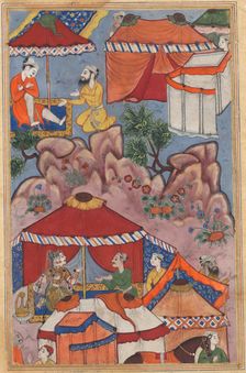 Page from Tales of a Parrot (Tuti-nama): Twenty-fourth night: Bashir confides his love…, c. 1560. Creator: Unknown