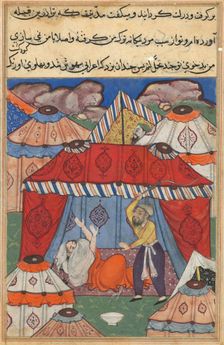 Page from Tales of a Parrot (Tuti-nama): Twenty-fourth night: The disguised Arab..., c. 1560. Creator: Unknown