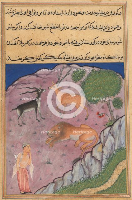 Page from Tales of a Parrot (Tuti-nama): Twenty-first night: The Brahman..., c. 1560. Creator: Unknown.