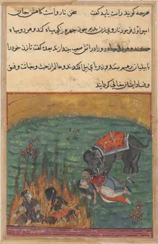 Page from Tales of a Parrot (Tuti-nama): Twenty-second night: As punishment..., c. 1560. Creator: Unknown