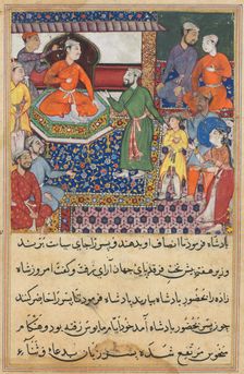Page from Tales of a Parrot (Tuti-nama): Eighth night: The handmaiden again pleads..., 1558-1560. Creator: Lalu