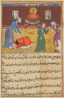 Page from Tales of a Parrot (Tuti-nama): Fifty-second night: The pious man’s son..., c. 1560. Creator: Unknown